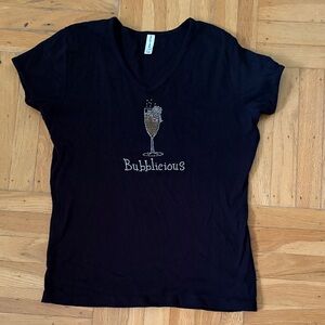 Black T-Shirt with Bubblicious Rhinestone Design